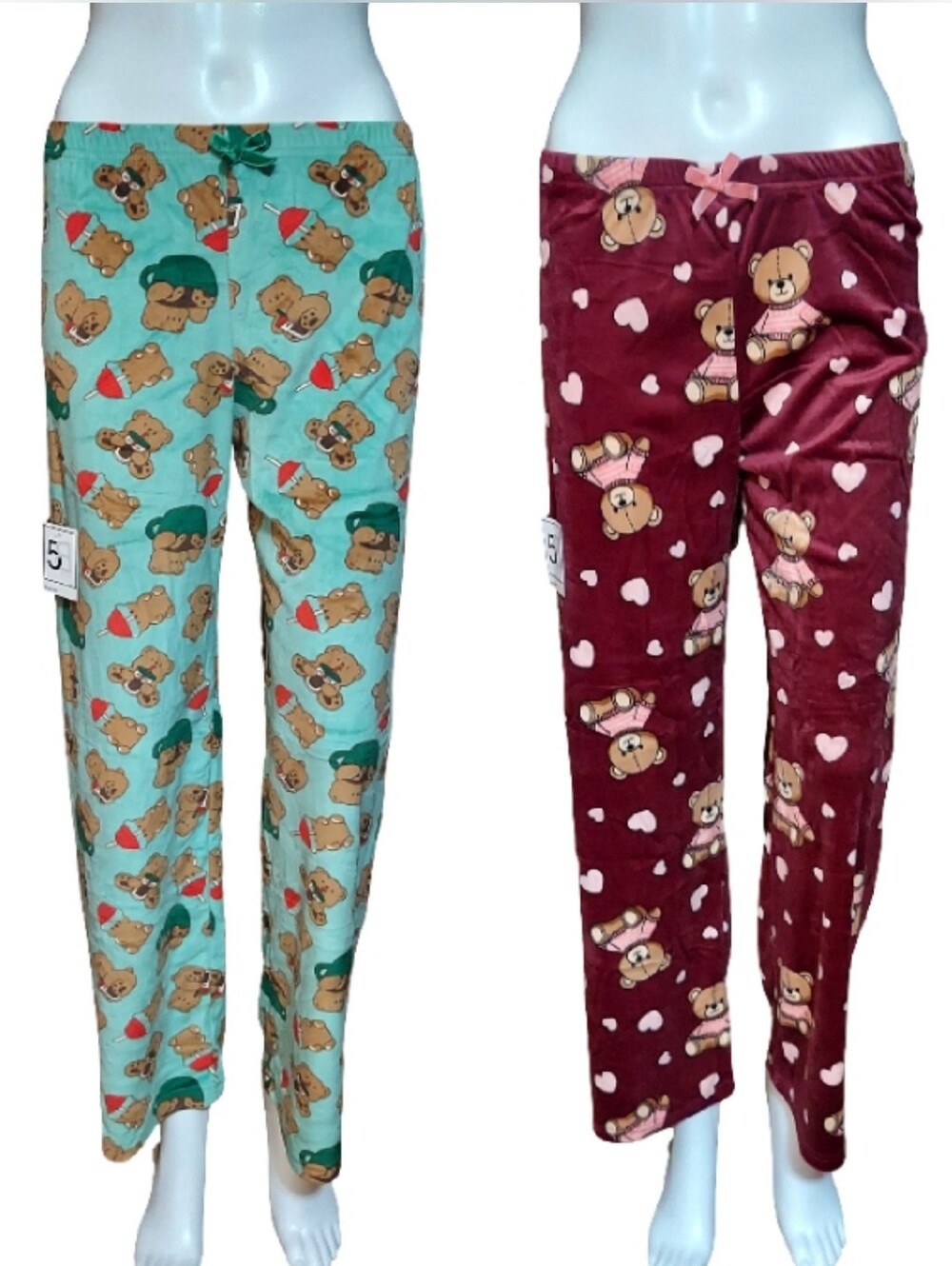 Lot Of 2 5B Style Plush Bear Print Wide Leg Lounge Pants